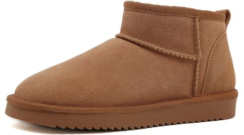 Meik Mangni Stivali Donna Invernali Classic Antiscivolo Stivaletti da Neve Caldo Comode Impermeabili Stivali Inverno Outdoor Breve Boots Scarpe,Cachi,43 EU