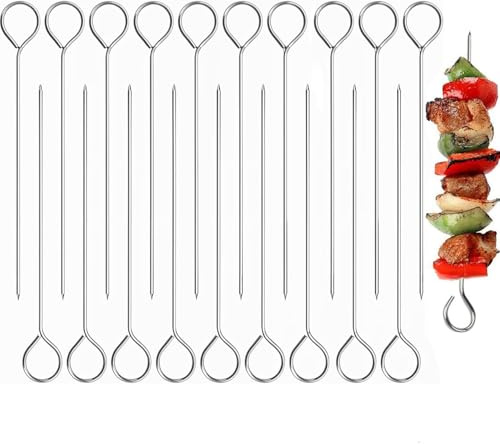 20Pcs Metal BBQ Skewers Food Meat Kebab Skewers Grill for Air Fryer,Chicken skewers,Turkey Kebabs,BBQ Accessories