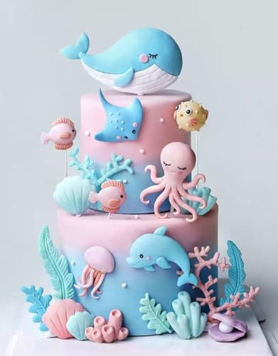 Meerestier Tortendeko Geburtstag Ozean Themen Kuchen Dekoration Deko | Meerestier Tortendeko Geburtstag Ozean Themen Kuchen Dekoration Deko Meerestier Kuchen Topper für Unter Meer Themen