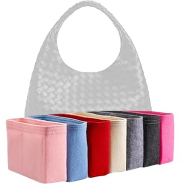 Xoppia Taschen-Organizer, kompatibel mit Bottega Veneta Small Medium Large Campana Filzeinsatz Liner für Frauen Tote Handtasche (Stil A-Schwarz, Medium)