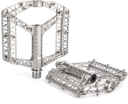 GEWAGE Pedales de bicicleta con tiras reflectantes, 3 rodamientos sellados, plataforma de bicicleta de aluminio CNC antideslizante, pedales de 9/16 pulgadas para bicicleta de carretera, MTB, bicicleta