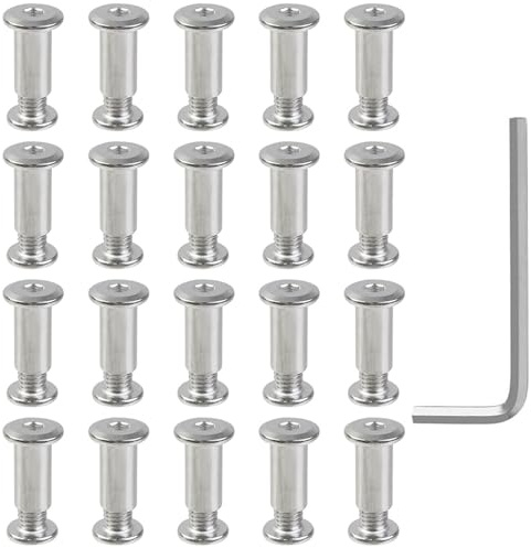 20 Pezzi Viti di Giunzione M3 x 30 mm con Chiave, Bulloni a Cannocchiale in Acciaio Inox per Mobili, Armadi e Rilegatura Libri - Set di Fissaggio Professionale