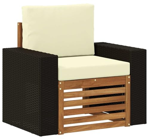 vidaXL Outdoor Mittelsofa Natur, Moderne Outdoor-Couch, modulare Möbel, wetterfestes Gartenlounge, Bequeme Terrassen-Sitzgruppe