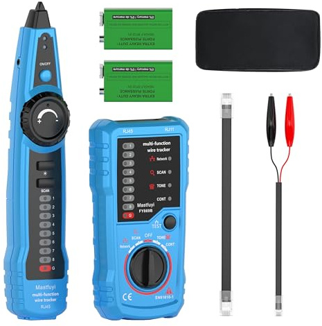 Mastfuyi Network Cable Tester, POE RJ45 RJ11 Wire Cable Tracer | CAT5 CAT6 Digital Signal Line Finder LAN Network with Suitable for Cable Tracing & Telephone Line Test