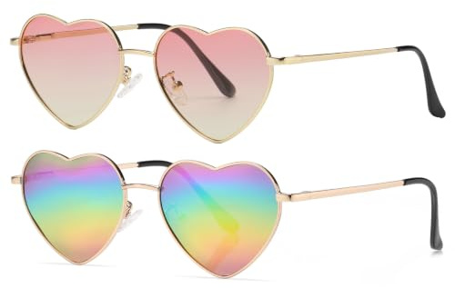 Musivon Herz Sonnenbrille Damen Polarisierte - Vintage Festival Herzform Sonnenbrille Hippie Brille