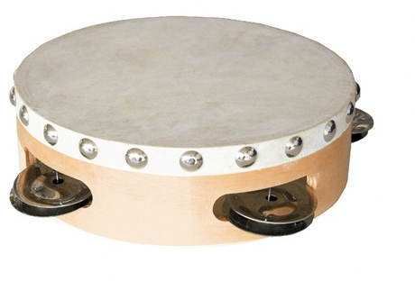 Tamburin, Holz mit Fellhaut, klein
