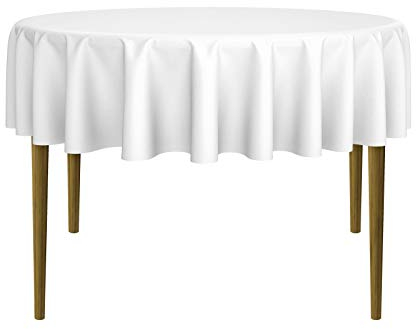 Lann's Linens Runde Premium-Tischdecke für Hochzeit/Bankett/Restaurant, 177,8 cm, Polyester-Tischdecke, Weiß