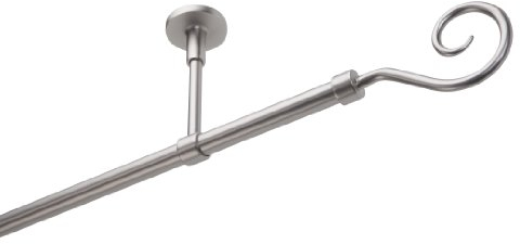 DécoProfi Gardinenstangen Chrom Matt 1-läufig Ø 16 mm L: 200 cm I Spirale Gardinen/Vorhangstange im Set I Inklusive Träger, Befestigung und Endstücke I Decken- oder Wandbefestigung