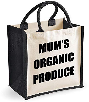 60 Second Makeover Mittlere Jutetasche Mum's Organic Black Bag