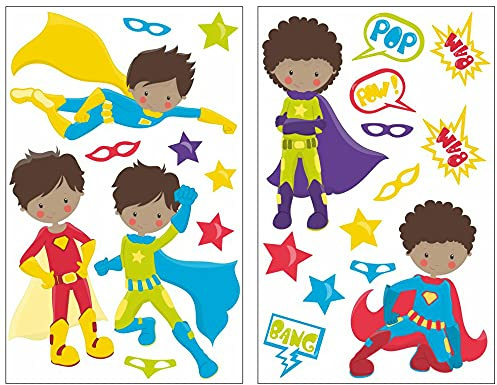 Samunshi® 23x Wandtattoo Superhelden Set Wandbilder Kinderzimmer Deko Junge Wandtattoo Kinderzimmer Mädchen Wandsticker Kinderzimmer 2x 33x52cm