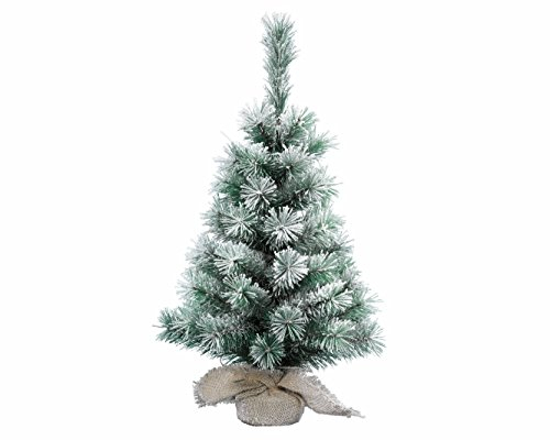 Kaemingk Minibaum Kunstbaum Tannenbäumchen Vancouver Weihnachten verschneit mit Jutesack H ca. 35 cm
