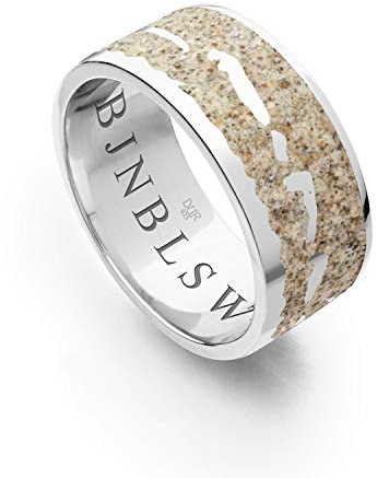 DUR Schmuck Unisex Ring Nordsee II Strandsand Silber 925/- rhodiniert (R4902) (56 (17.8))