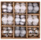 Victor's Workshop 54pcs 3cm Shatterproof Baubles, Frozen Winter Silver and White Ball Ornaments for Christmas Tree Decoration