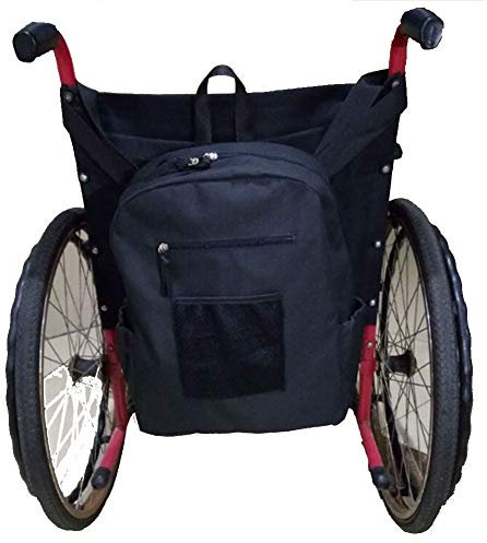 RANRANHOME Rollstuhl-Tasche - Aufbewahrungstasche für Rollstühle Zubehör zum Tragen von losen Gegenständen, schwarz 43x33x18 cm