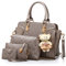 Pahajim Ensemble Sac à Main Femmes Chic en Cuir PU - Sac Cabas, Bandoulière, Pochette et Porte Carte pour Shopping, Voyages et Cadeaux (Champagne)
