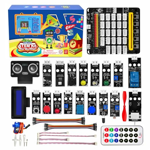 OSOYOO Starter Kit for BBC Micro:bit | Early STEM Education for Beginners and Kids | Ultimate Bundle Includes Plug & Play Development Board, 20 Sensors & More | Create Circuits and Integrate With Toys