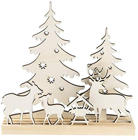 Ideen mit Herz 3-D Landschaft zum Stecken, Waldszene, Podest & versch. Holzelemente, 7-teilig