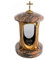 Stilvolle Grablaterne Elégant mit Kreuz Granit Aurora India Höhe 27 cm/Ø 15 cm Grableuchte Grablicht Grablampe Granitlampe Granitlaterne Bronze mit Sockel Grabschmuck