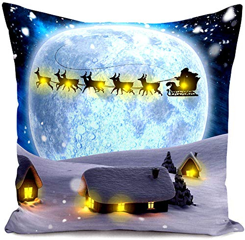 Wankd Laterne Weihnachtskissen LED-Licht Kissen Kreativ Gedruckt Plüsch Kissen Für Sofa Bed Restaurant Home Decor New Family Geschenk Weihnachten 45 * 45Cm (Elk)