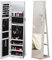HOMCOM Armoire à Bijoux avec Miroir sur Pied Multi-rangements éclairage LED Blanc dim. 38L x 38l x H157 cm