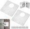 Allbor 2 Pièces Plaque de RéParation de CharnièRe avec Trou, Plaque de Réparation de Charnière D'armoire avec Vis, Plaque Fixe en Acier Inoxydable Kit de Réparation de Charnière, 9 x 9 Pouce