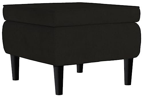 vidaXL Hocker mit Holzbeinen Fußhocker Fußbank Fußstütze Fußschemel Schemel Ottomane Sitzhocker Fußablage Polsterhocker Wohnzimmer Schwarz Samt