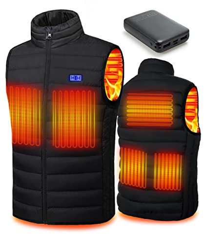 Unzipp Beheizbare Weste Für Herren Damen: Winter Warme Beheizte Jacke Weste Mit 5V 10000 Mah Akku, 3 Einstellbaren Temperaturen, Waschmaschinenfest Für Outdoor-Aktivitäten