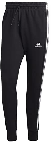 adidas Herren Essentials French Terry Tapered Cuff 3-Stripes Pants, Black/White, XS
