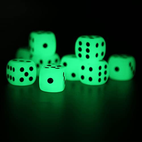 OUKENS 20 Stück Glow in The Dark Würfel-Set, leuchtende Würfel 6-seitig für Brettspiele, Aktivitäts-Casino-Themen-Partyartikel, 16 mm