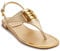 DKNY Damen Raylan Flat Leather Sandal, Gold, 36 EU