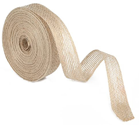 G2PLUS 2CM Natural Hessian Jute Burlap Craft Band, Brown for Crafting, Rustic Bouquet Band, Hessian Wrapping Ribbon for Presents, Christmas Wreaths Project