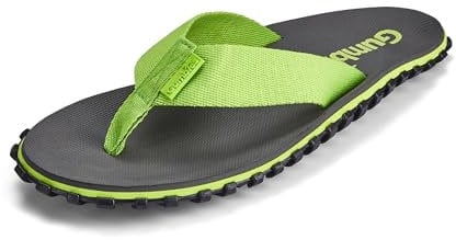 Gumbies Duckbills - Badeschlappen mit rutschfester Gummisohle aus recycelten Autoreifen - weicher Zehensteg aus wiederverwerteten PET-Flaschen, ergonomisches Fußbett - Grey/Lime, 41