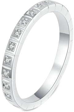 Gualiy Weißgold Trauringe 750, 18 Karat Silber Ringe Eheringe Pinkyring mit Labor Diamant 0.2ct Ring Größe 49