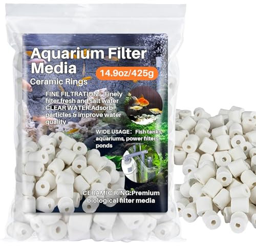 Sukh 3 sacchetti di anelli in ceramica per filtro dell'acquario, palline in bio-ceramica, 425 g, ricambio per rimuovere materiale biologico per acquario, acquario, laghetto, filtro con 3 sacchetti a