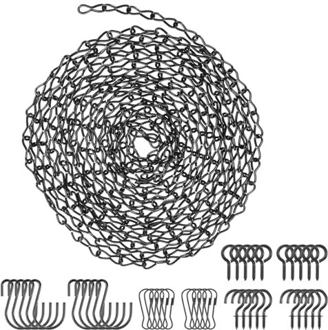 PATIKIL 156 Inch Hanging Chains Set, Hanging Plants Basket Bird Feeders Wind Chimes Billboards Photo and Indoor and Outdoor Decor, Black