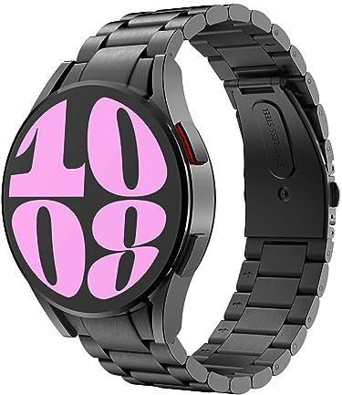 MoKo Titan Armband Kompatibel Mit Samsung Galaxy Watch 7 FE 6 5 4 40mm 44mm/6 Classic 43mm 47mm/5 Pro 45mm/4 Classic 42mm 46mm, Metall Ersatzarmband Uhrenarmband, Schwarz