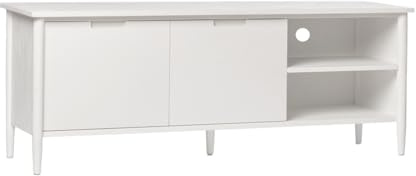 KLAST Mueble TV 140 Blanco en Chapa de Pino y Madera de Abedul
