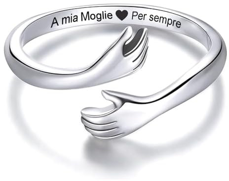Anello da Donna A Mia Moglie in Argento Sterling 925 Regalo Anniversario d'amore per Moglie Regali Matrimonio - Dimensione Regolabile Anelli - Cofanetto incluso (Anello Regolabile - A mia Moglie)