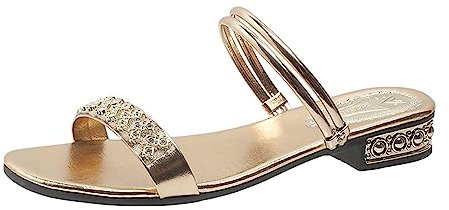 Sandali da spiaggia da donna Hollow Casual pantofole scarpe piatte retrò sandali donna tacco 206 collettivo da donna, Oro rosa, 6.5 UK 3X-Narrow