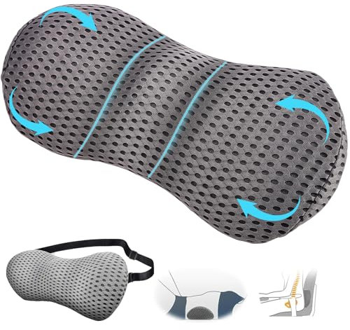 Fiabgum Cuscino Lombare, Cuscino Lombare Auto, Cuscino Schiena Sedia Ufficio, Supporto Lombare Letto, Cuscino Lombare Ergonomico in memory foam, per Auto, Sedia Ufficio, Divano, Supporto Lombare Letto