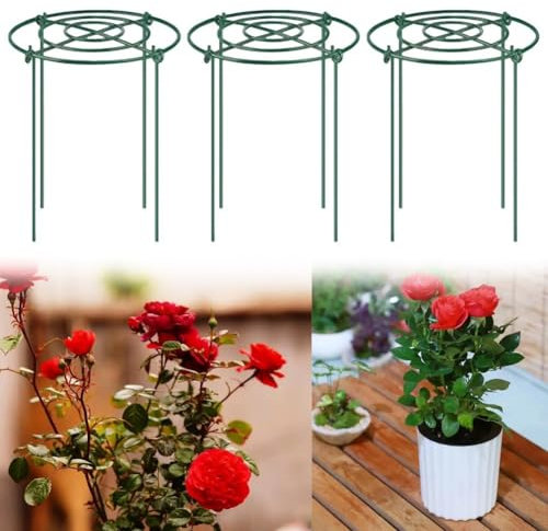 FUBESK For Garden Plant Support Cages 3 Pack Metal Ring Stands for Vertical Growth (Circle type )