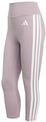 adidas Women's Optime Essentials Workout 3-Stripes 3/4 Leggings, preloved fig/white, S