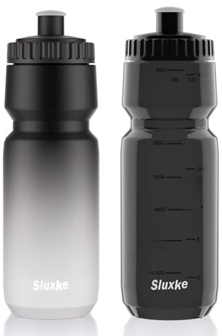 SLUXKE 24oz Cycling Water Bottle 2Pack, 720ml Sports Squeeze Bottle BPA Free, Lightweight Bicycle Water Bottle Fits Most Bike Cages