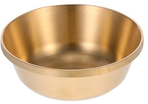 jojofuny Bol à Offrandes Bouddhiste en Laiton Pur, Bol D'eau Tibétain 8 Pouces, Bassin D'eau Bénite Décoratif pour Rituel, Décoration Maison et Yoga, 1 Pièce