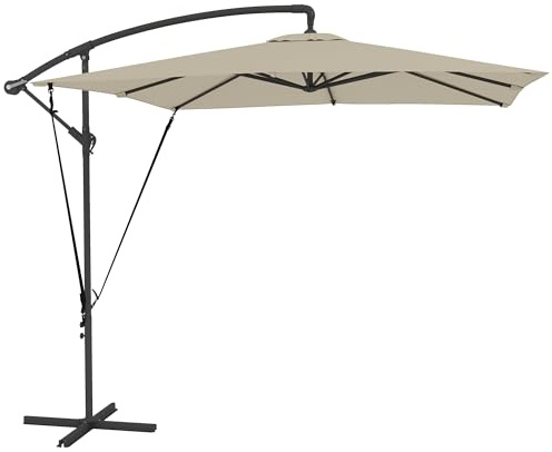 Outsunny Ombrellone da Giardino Decentrato 2.47x2.47 m Inclinabile | Ombrellone da Esterno, Base a Croce, Corde Antivento, Copertura Protettiva, per Piscina Terrazzo, Protezione UV