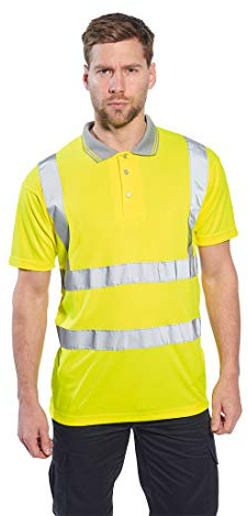 Portwest S477 Warnschutz Kurzarm Polo Hemd Grosszügige Passform Normalgröße | Gelb, M, EN ISO 20471 Klasse 2, Polyester Reflektierend Bau, 100% Polyester