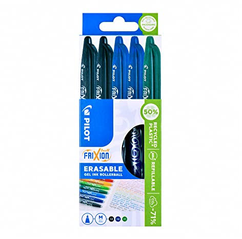 Pilot Frixion Erasable Rollerball 0.7 mm (Pack of 5) - 2 Black/2 Blue/1 Green