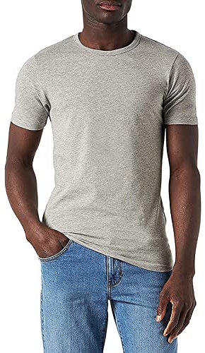Jack and Jones Men's Basic O-Neck Short Sleeve T-Shirt, Light Grey Melange, Small