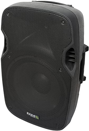 Ibiza - XTK15A - Enceinte Active Plug & Play 15”/38cm d’Une Puissance de 600W RMS - Tweeters à Compression, système Bass Reflex, Module d’Amplification, entrées Ligne/Micro - Noir