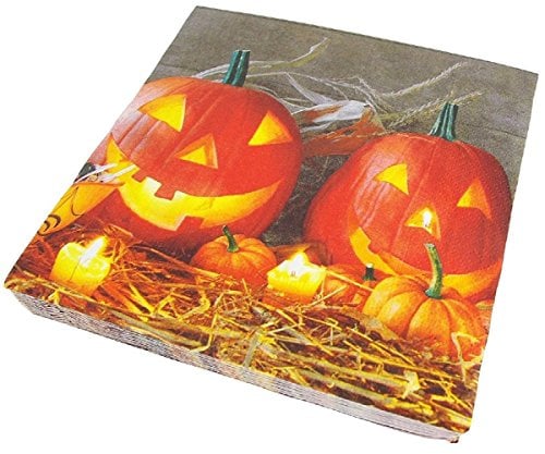 Paper Design Serviette Halloween Herbst Kürbis 33x33 cm, farblich sortiert